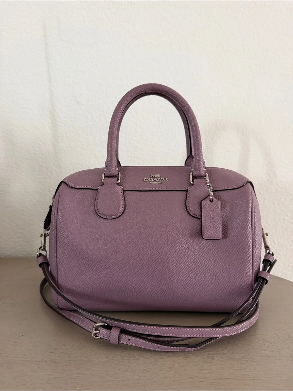 Coach Lavender Leather Satchel with Removable Strap